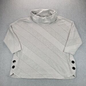 Ali Miles Roll Neck Jumper 3/4 Sleeve Black White Striped Women's Size‎ 1X